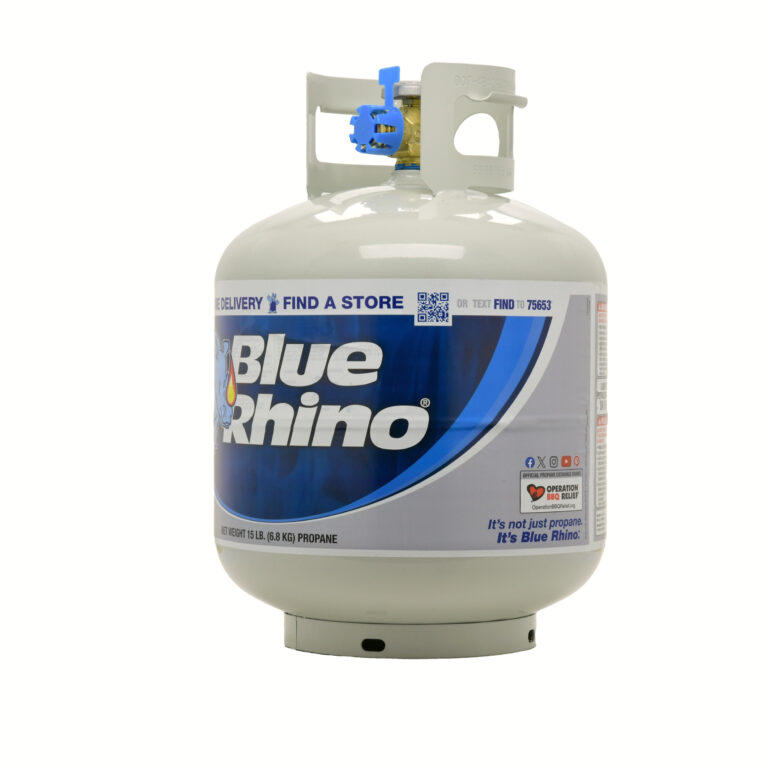 Propane tank three-quarter view product photograph