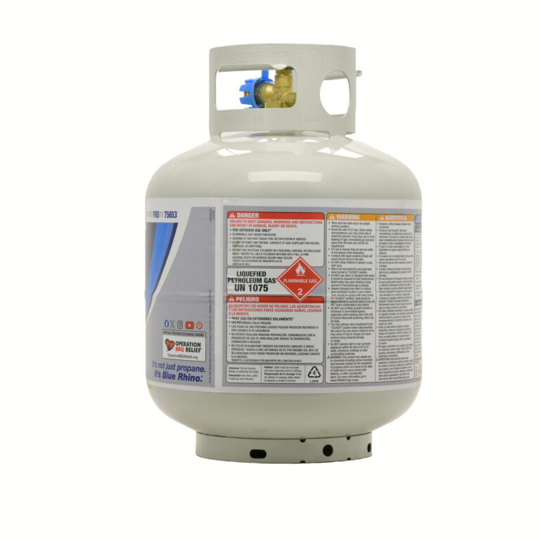 Propane tank three-quarter view product photograph