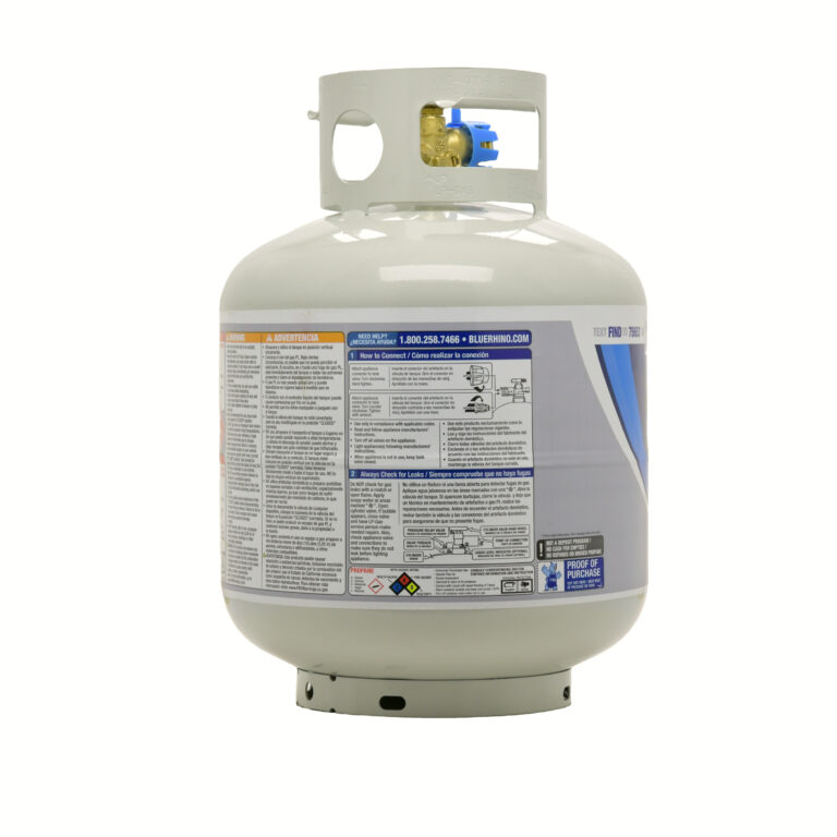 Propane tank three-quarter view product photograph