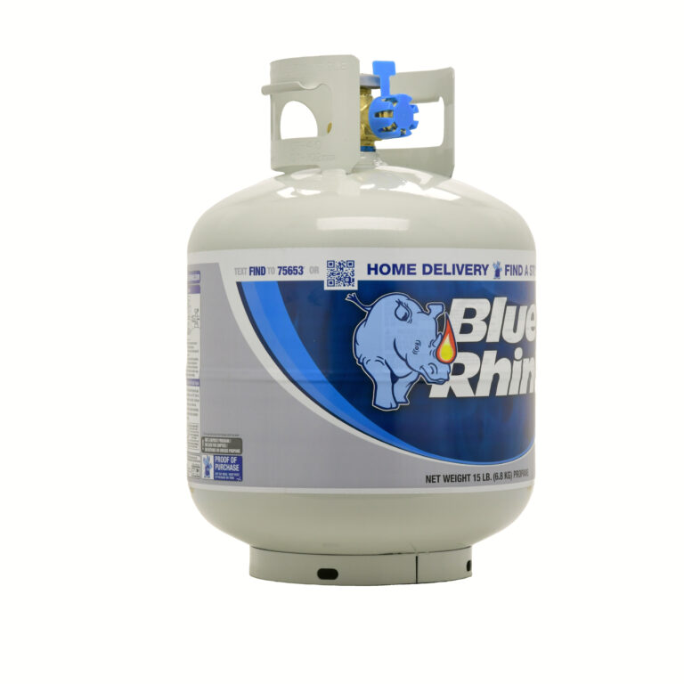 Propane tank three-quarter view product photograph